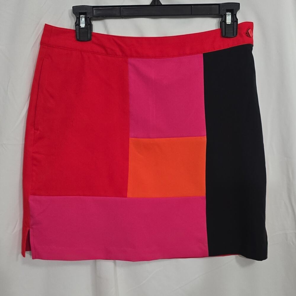 EP Pro Womens 4 Red Pink Orange Colorblock Athletic Golf Skort Stretch Pockets